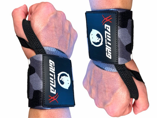 GRITMAXX Wrist Wraps - 18" Weightlifting Wrist Support – Black/White Camo - GRIT GEAR