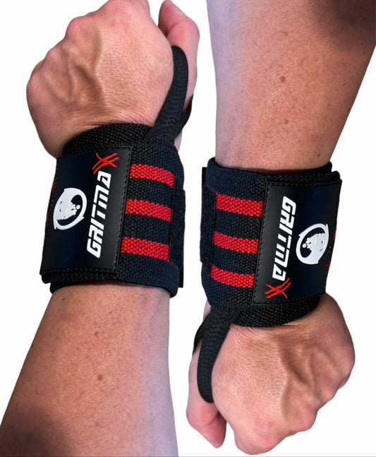 GRITMAXX Wrist Wraps - 18" Weightlifting Wrist Support – Black/Red