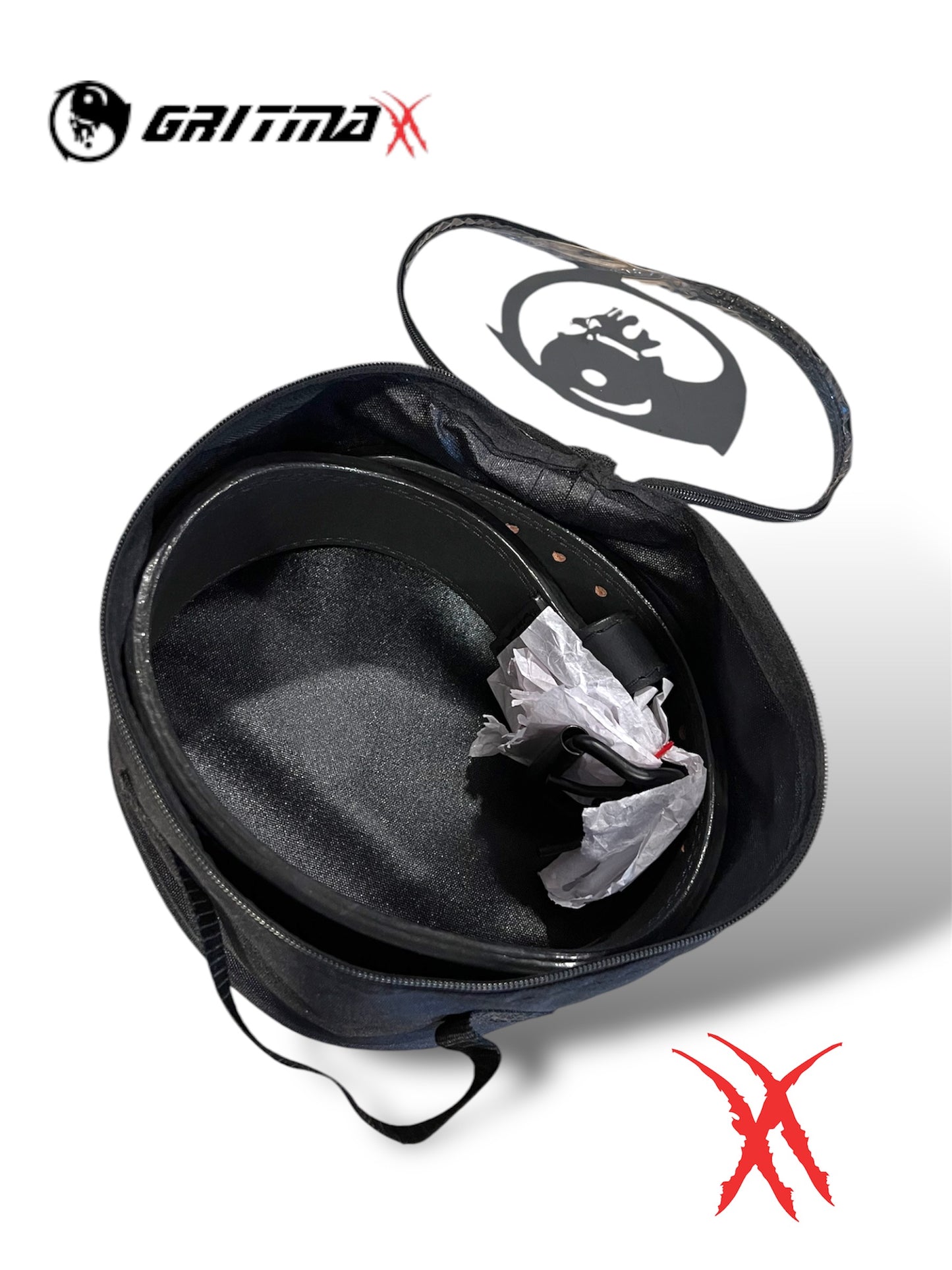 GRITMAXX WEIGHTLIFTING BELT | 7MM LEATHER SUPPORT W/CARRYING BAG