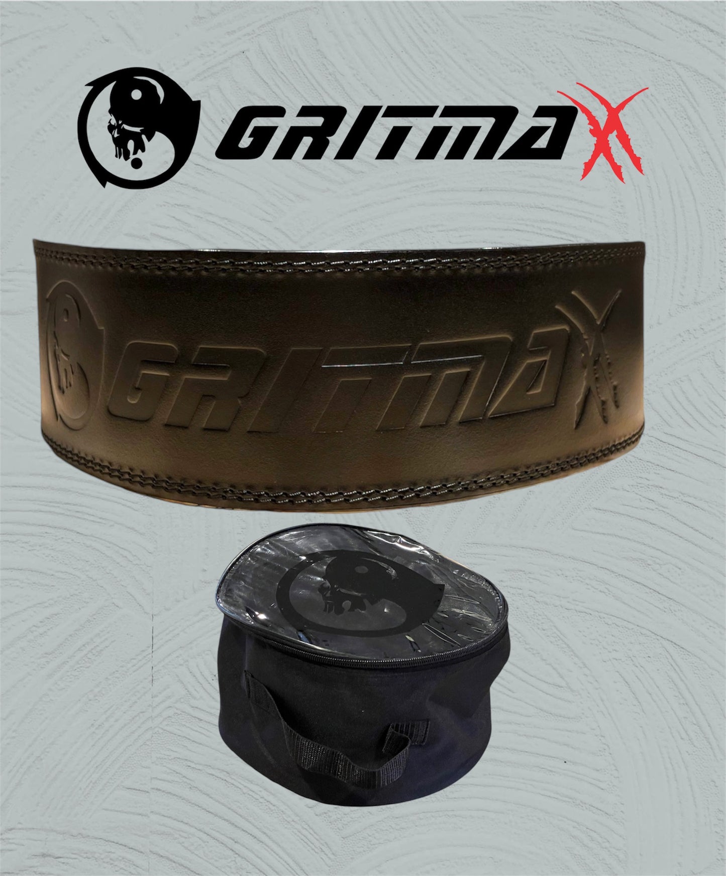 GRITMAXX WEIGHTLIFTING BELT | 7MM LEATHER SUPPORT W/CARRYING BAG