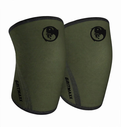 GRITMAXX Knee Sleeves - 7mm Weightlifting Knee Support – Army Green – With Carry Bag. As Pictured.