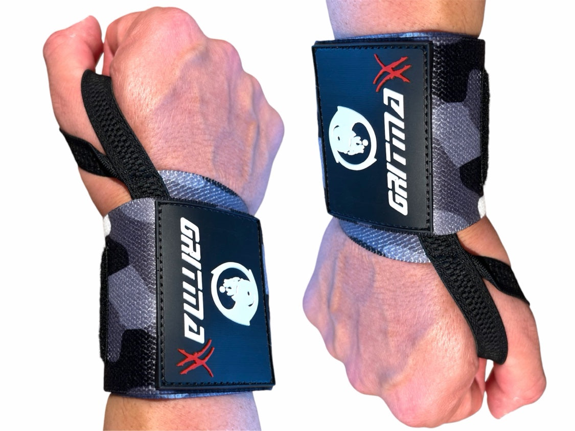 GRITMAXX Wrist Wraps - 18" Weightlifting Wrist Support – Black/White Camo