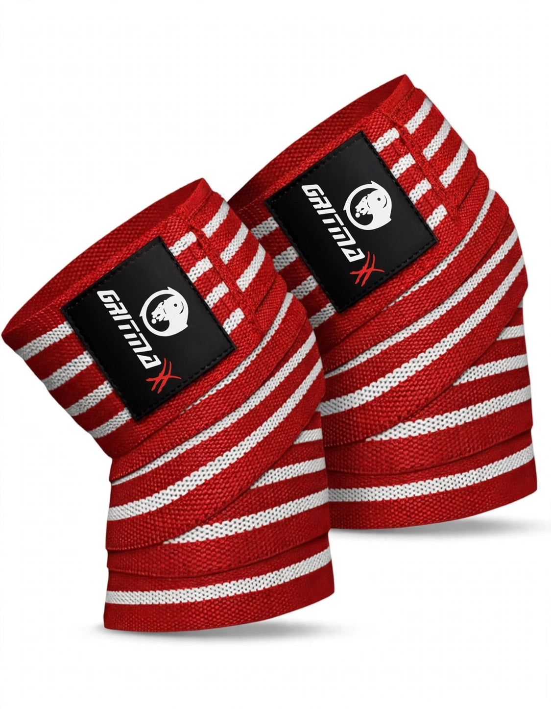 GRITMAXX Knee Wraps (Pair) – Red/White Stripes – GRITMAXX