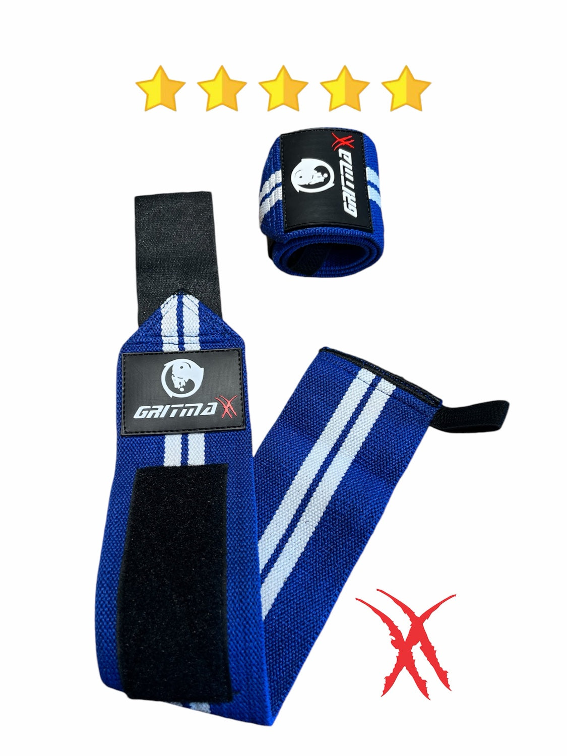 GRITMAXX Wrist Wraps - 18" Weightlifting Wrist Support – Blue/White