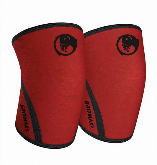 GRITMAXX Knee Sleeves - 7mm Weightlifting Knee Support – Red – With Carry Bag. As Pictured.