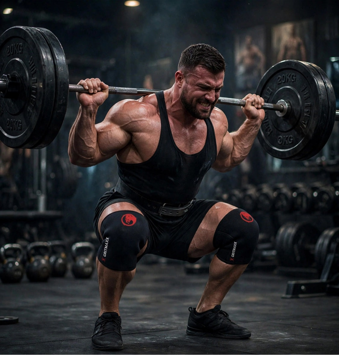 GRITMAXX Knee Sleeves - 7mm Weightlifting Knee Support – Army Green – With Carry Bag. As Pictured.