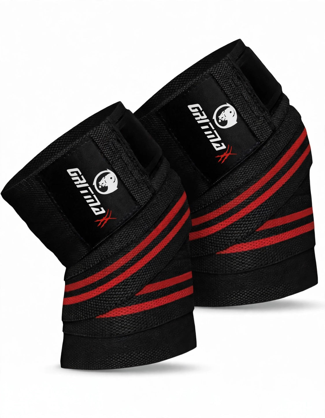 GRITMAXX Knee Wraps (Pair) – Black/Red Stripes – GRITMAXX