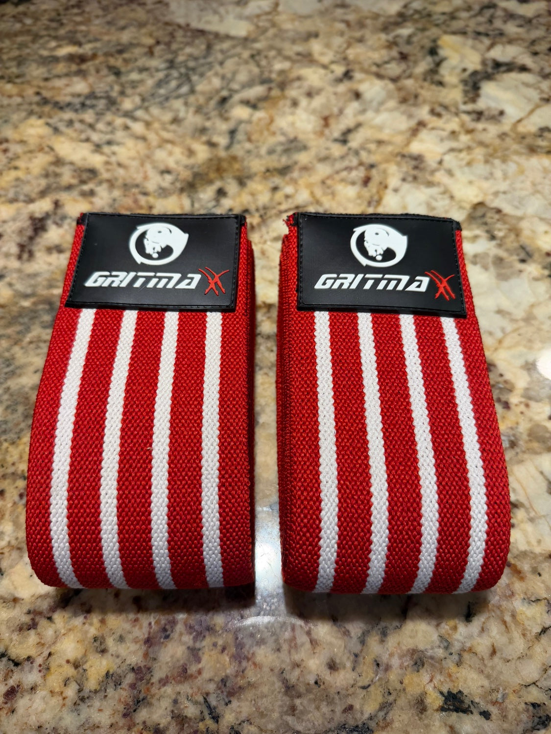 GRITMAXX Knee Wraps (Pair) – Red/White Stripes – GRITMAXX