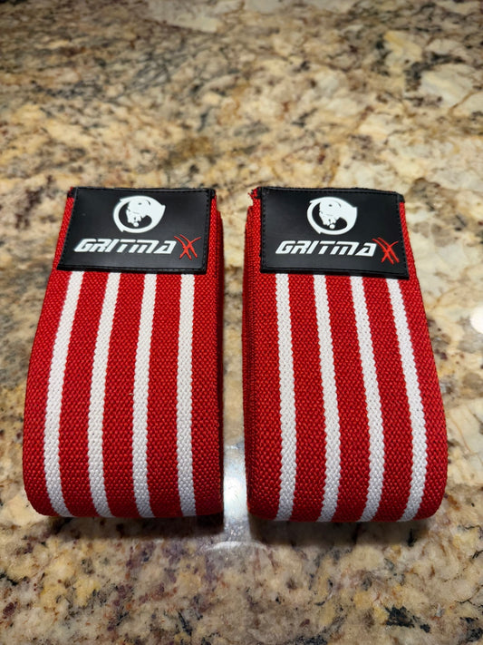 GRITMAXX Knee Wraps (Pair) – Red/White Stripes – GRITMAXX