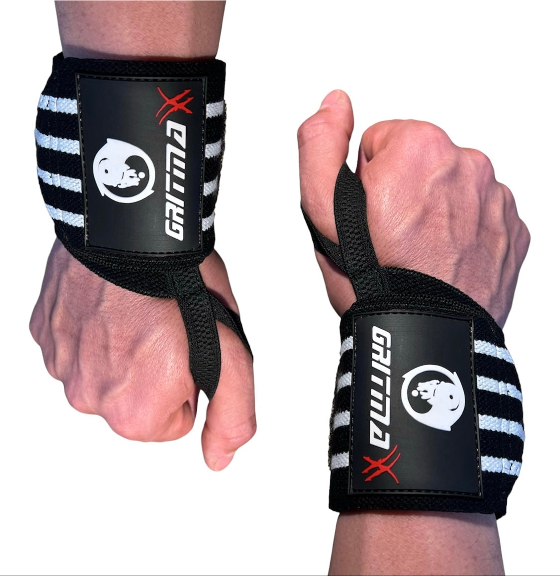 GRITMAXX Wrist Wraps - 18" Weightlifting Wrist Support – Black/White