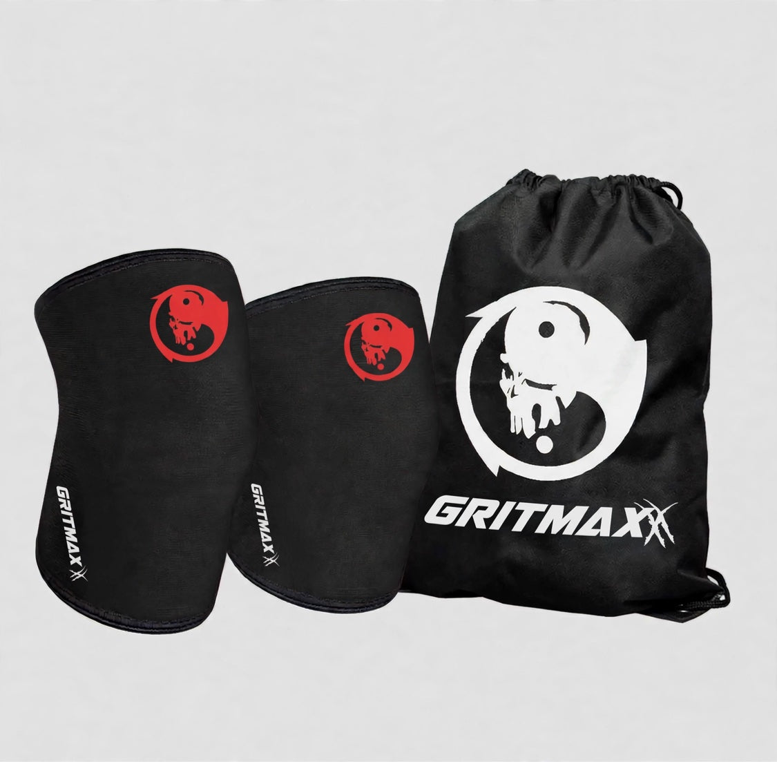 GRITMAXX Knee Sleeves - 7mm Weightlifting Knee Support – Red – With Carry Bag. As Pictured.