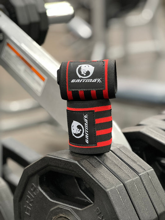 GRITMAXX Wrist Wraps - 21" Weightlifting Wrist Support - RED - GRITMAXX
