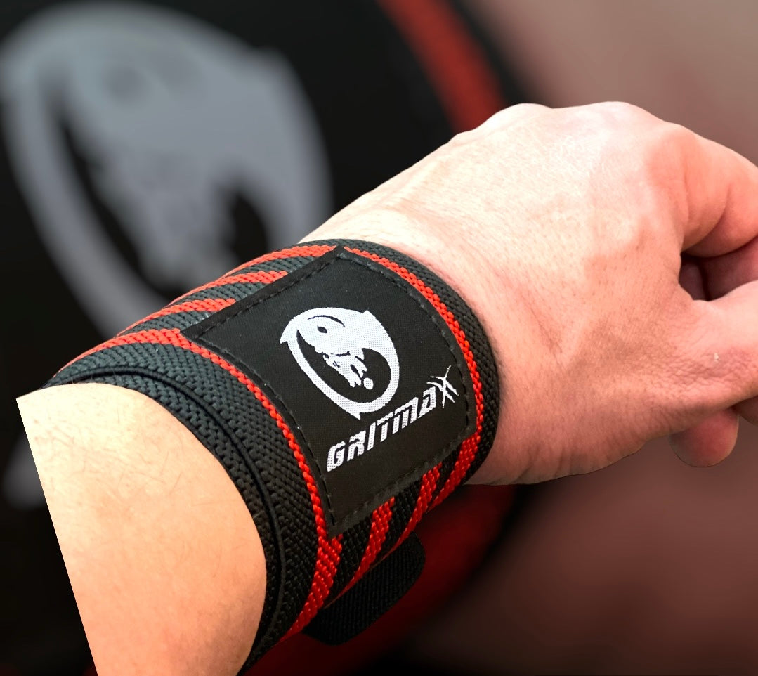 GRITMAXX Wrist Wraps - 21" Weightlifting Wrist Support - RED - GRIT GEAR