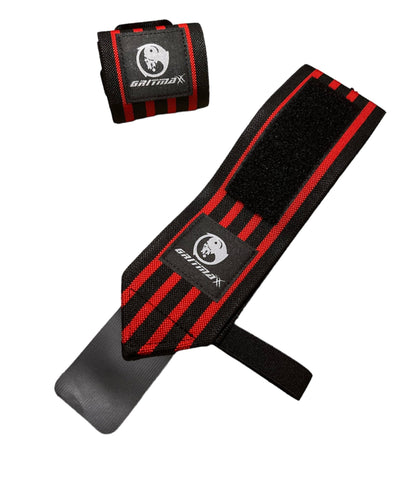 GRITMAXX Wrist Wraps - 21" Weightlifting Wrist Support - RED - GRIT GEAR