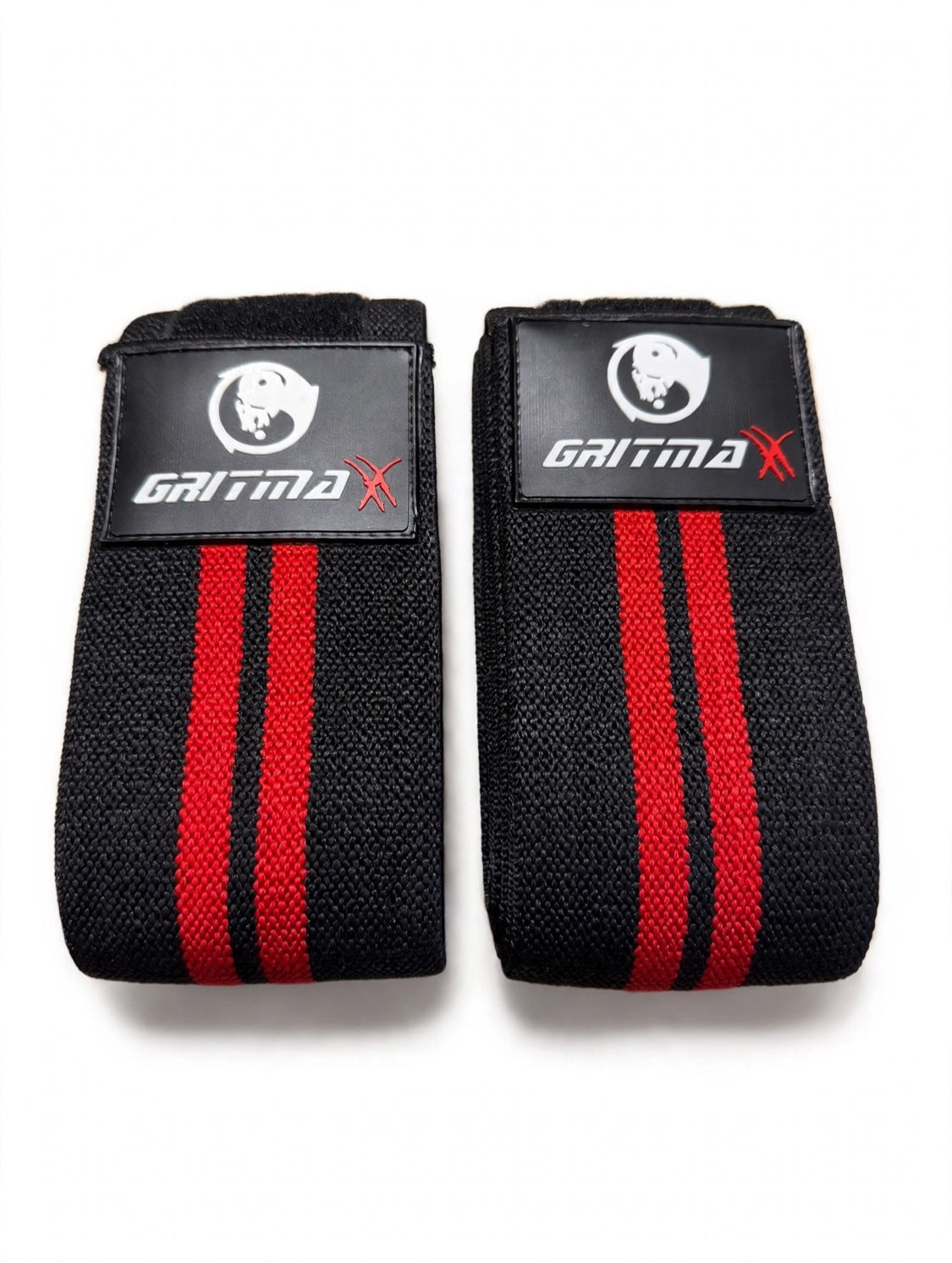 GRITMAXX Elbow Wraps – Black/Red Stripes