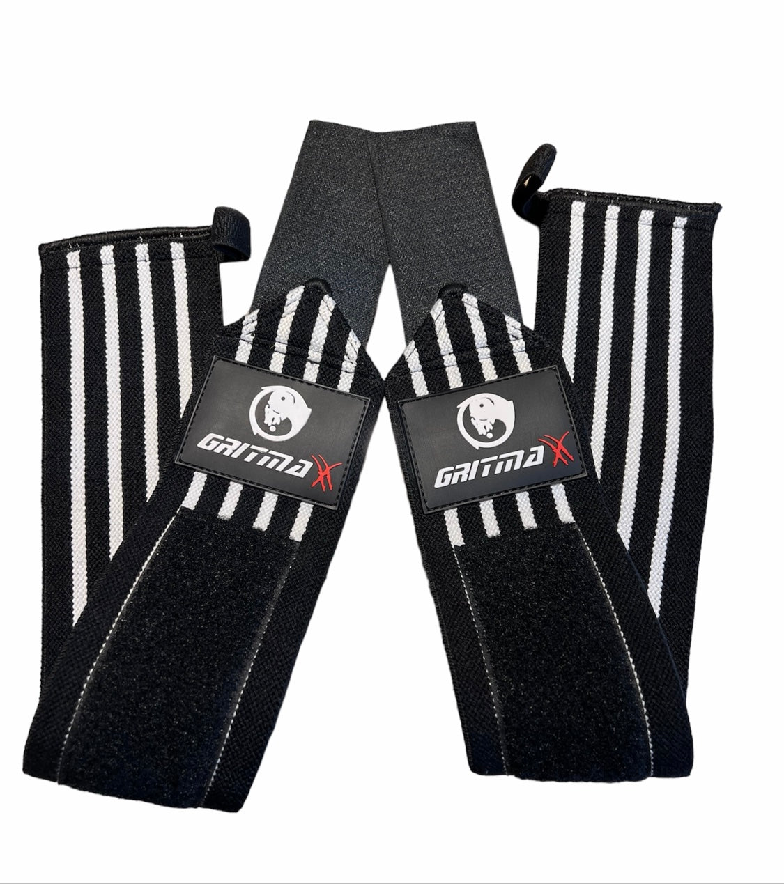 GRITMAXX Wrist Wraps - 18" Weightlifting Wrist Support – Black/White