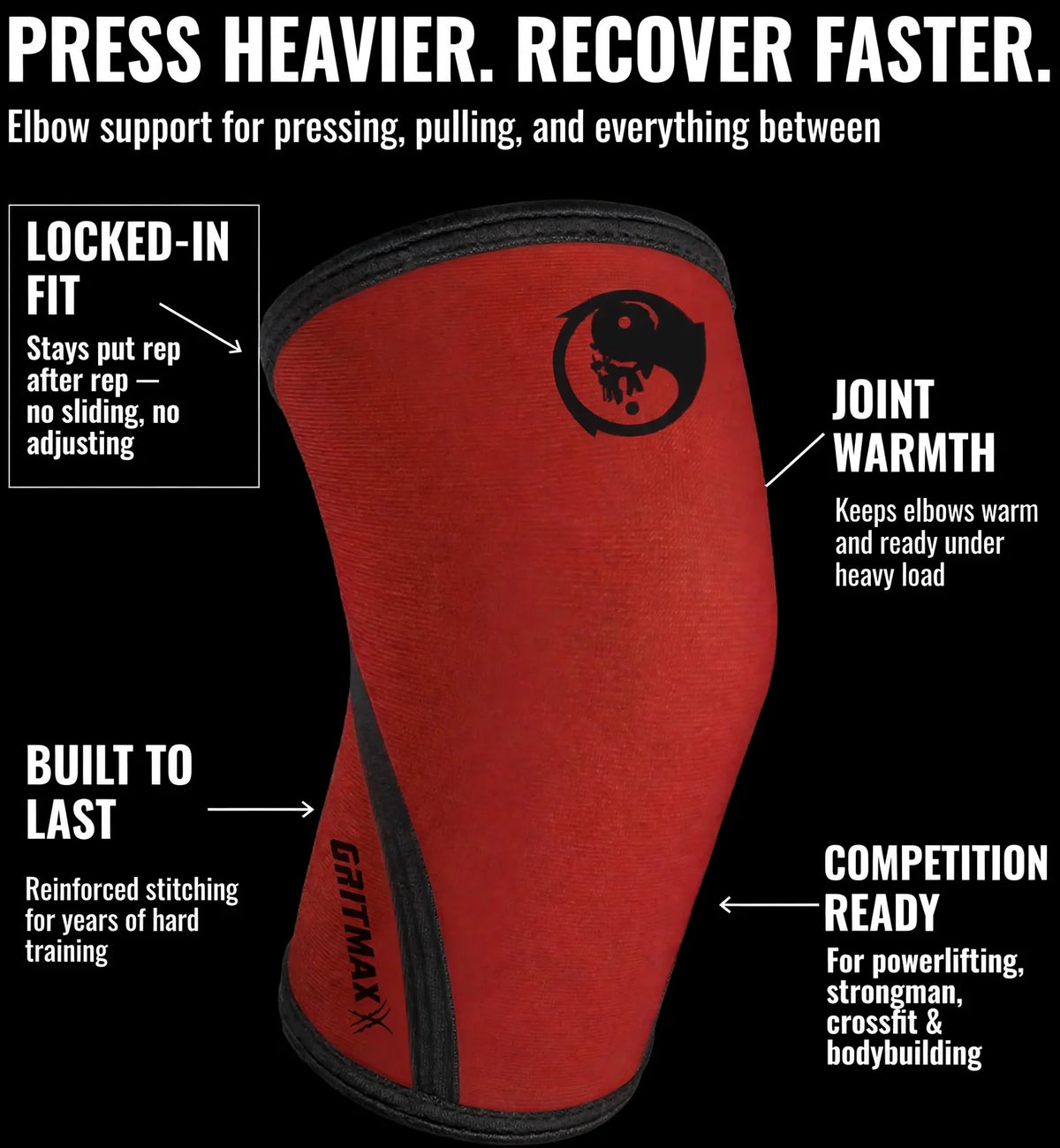 GRITMAXX Elbow Sleeves - 5mm Elbow Support – Red