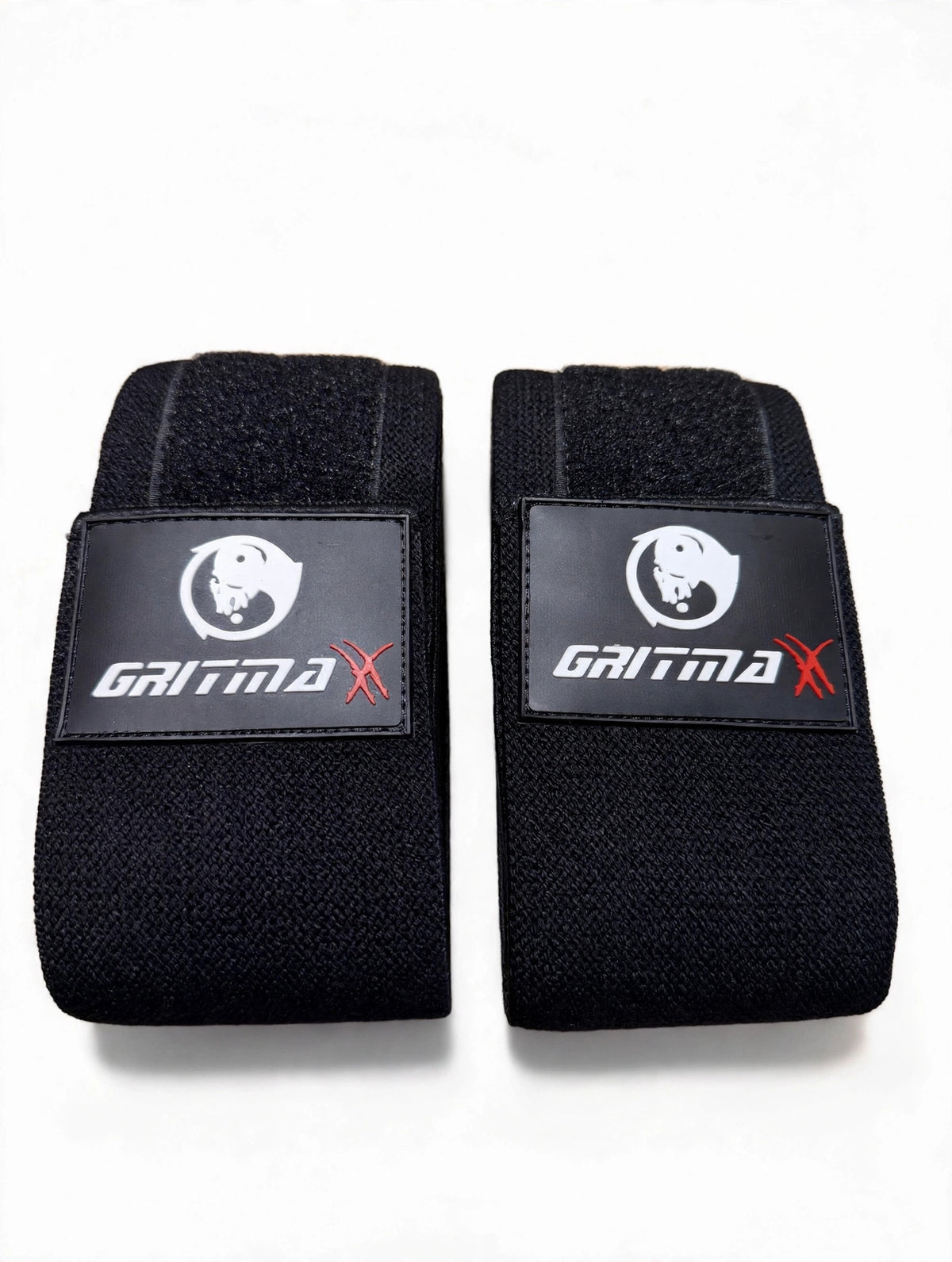 GRITMAXX Knee Wraps – Solid Black, white background