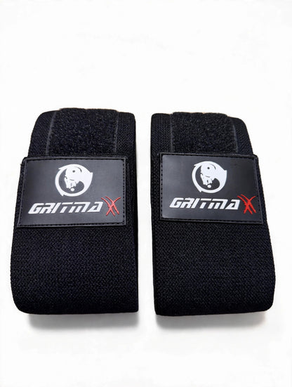 GRITMAXX Knee Wraps – Solid Black, white background