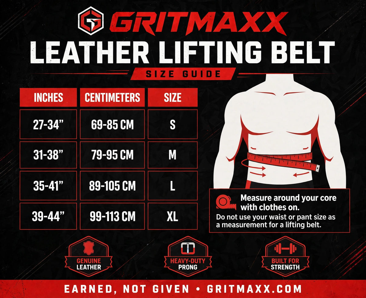GRITMAXX WEIGHTLIFTING BELT | 7MM LEATHER SUPPORT W/CARRYING BAG - GRITMAXX