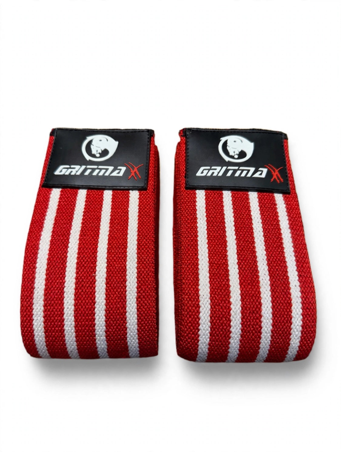 GRITMAXX Elbow Wraps – Red/White Stripes, rolled pair